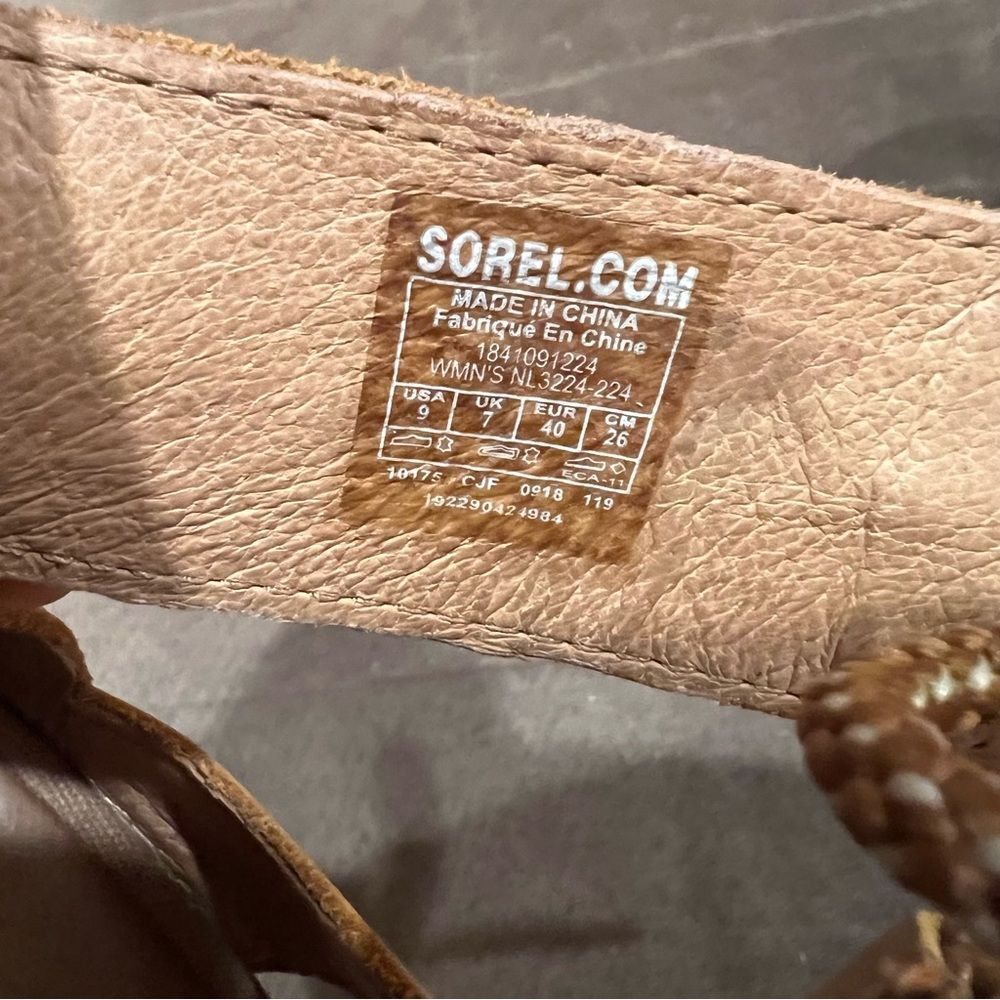 Sorel Joanie II Lace Wedge Sandal Camel Brown Size 9 - Picture 12 of 13
